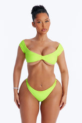 Beach Princess 2 Piece Off Shoulder Bikini Set - Yellow