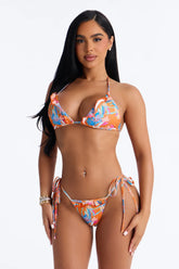 Summer Mode Tropical Thong 2 Piece Bikini - Orange/combo